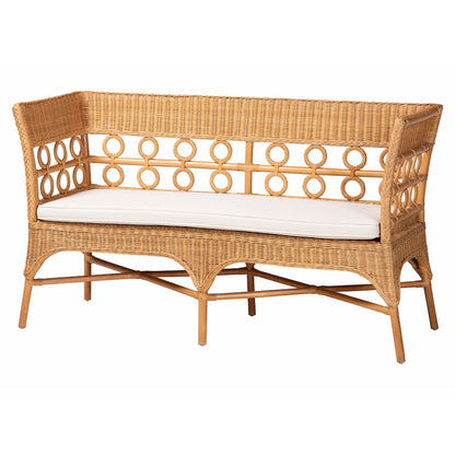 Oxford Bohemian Light Honey Rattan 2-Piece Dining Nook Bench Set