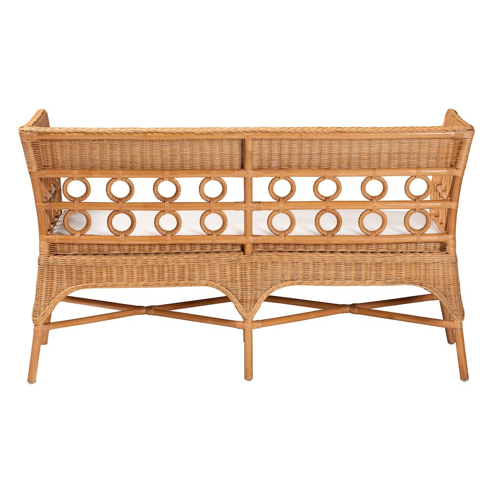 Oxford Bohemian Light Honey Rattan Dining Bench with Armrests