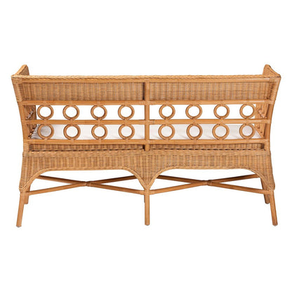 Oxford Bohemian Light Honey Rattan Dining Bench with Armrests