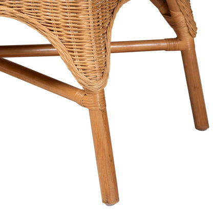 Oxford Bohemian Light Honey Rattan Dining Bench with Armrests