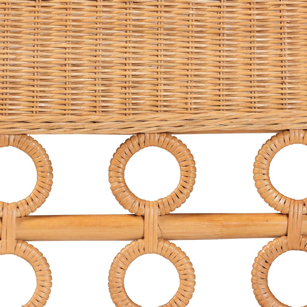 Oxford Bohemian Light Honey Rattan Dining Bench with Armrests