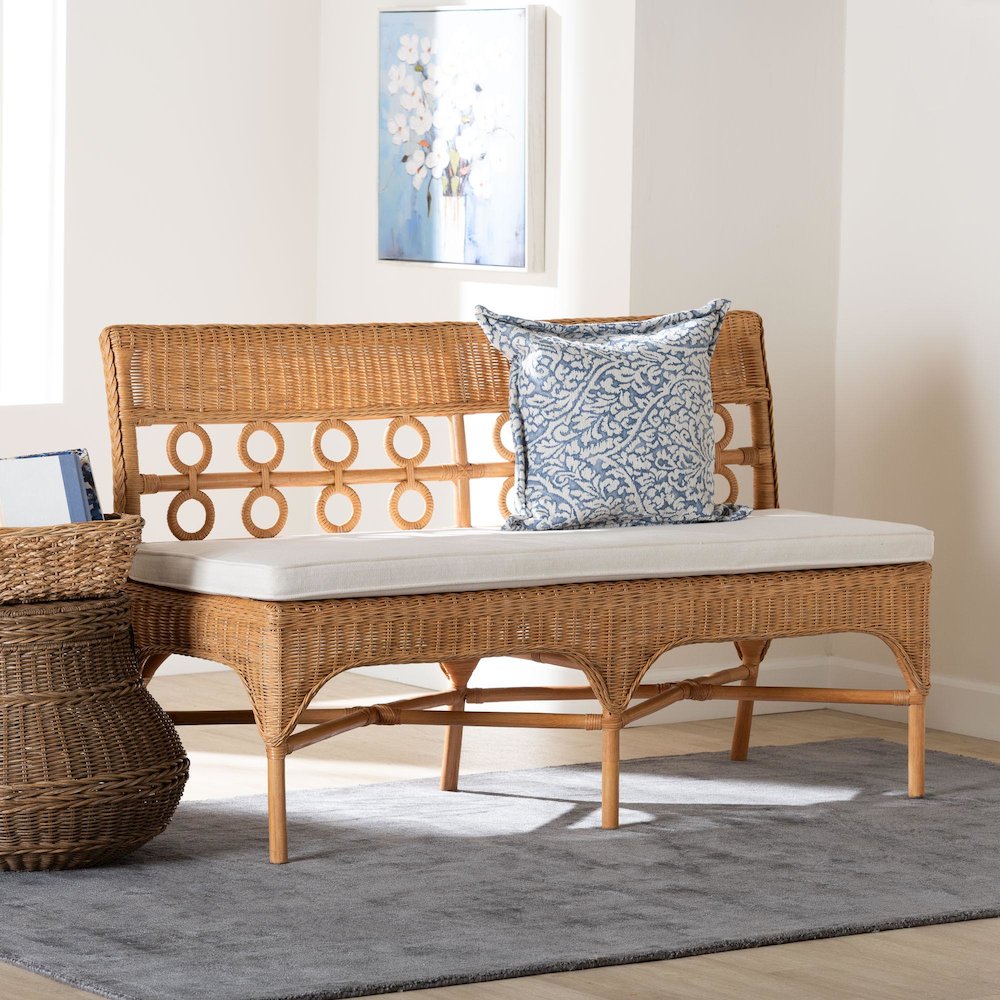 Oxford Bohemian Light Honey Rattan Dining Bench