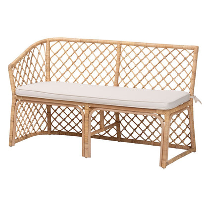 Frayne Bohemian Light Honey Rattan 3-Piece Dining Nook Set