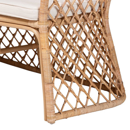 Frayne Bohemian Light Honey Rattan 3-Piece Dining Nook Set