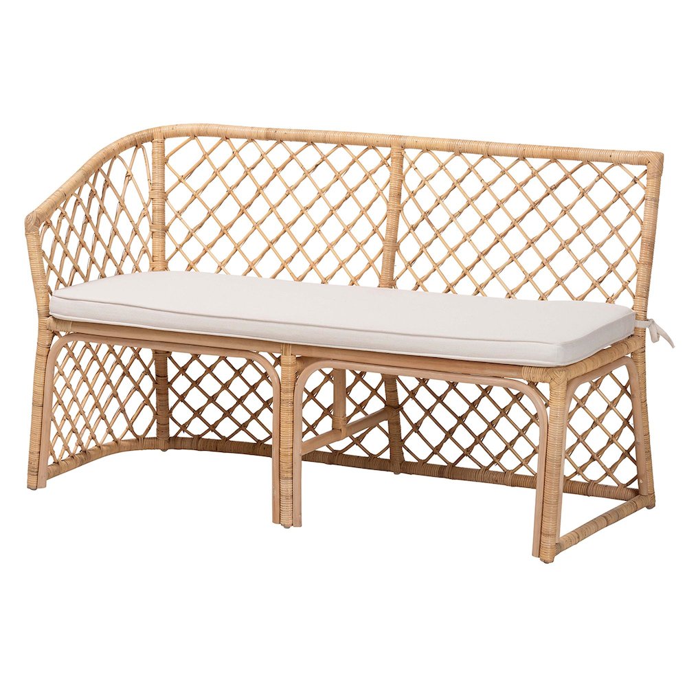Aysi Bohemian Light Honey Rattan 2-Piece Dining Nook Bench Set