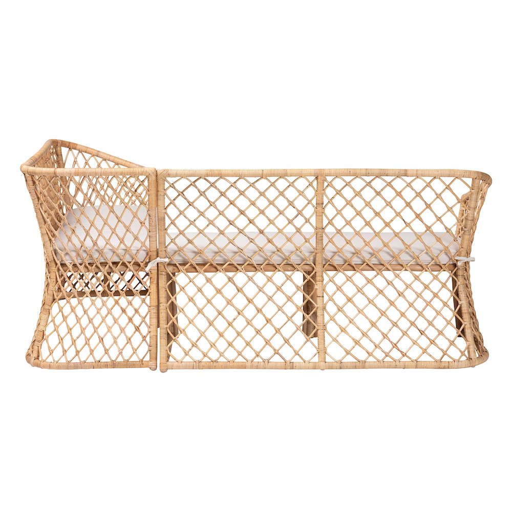Aysi Bohemian Light Honey Rattan 2-Piece Dining Nook Bench Set