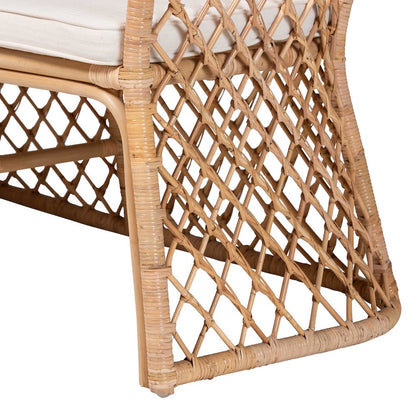 Aysi Bohemian Light Honey Rattan 2-Piece Dining Nook Bench Set