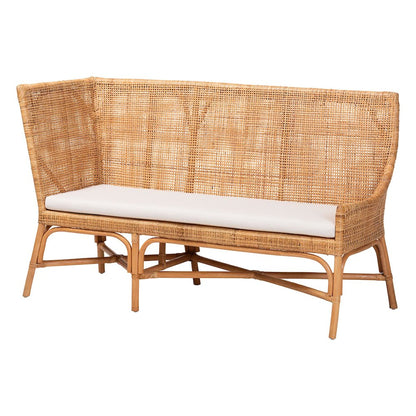 Baako Bohemian Light Honey Rattan 2-Piece Dining Nook Bench Set