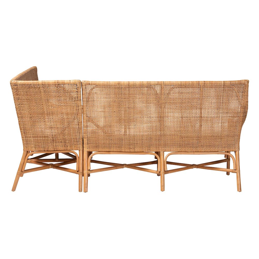 Baako Bohemian Light Honey Rattan 2-Piece Dining Nook Bench Set
