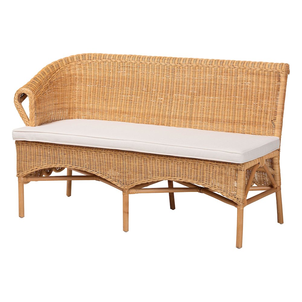 Tamara Bohemian Light Honey Rattan 2-Piece Dining Nook Bench Set