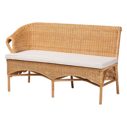 Tamara Bohemian Light Honey Rattan 2-Piece Dining Nook Bench Set