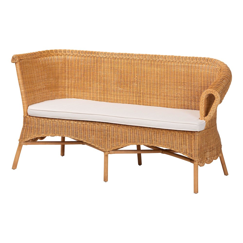 Tamara Bohemian Light Honey Rattan 2-Piece Dining Nook Bench Set