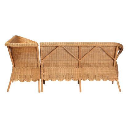 Tamara Bohemian Light Honey Rattan 2-Piece Dining Nook Bench Set