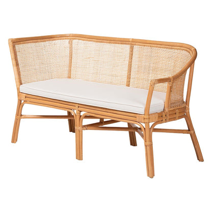Adede 2-Piece Natural Rattan Corner Bench Set - Handwoven Wicker L-Shaped