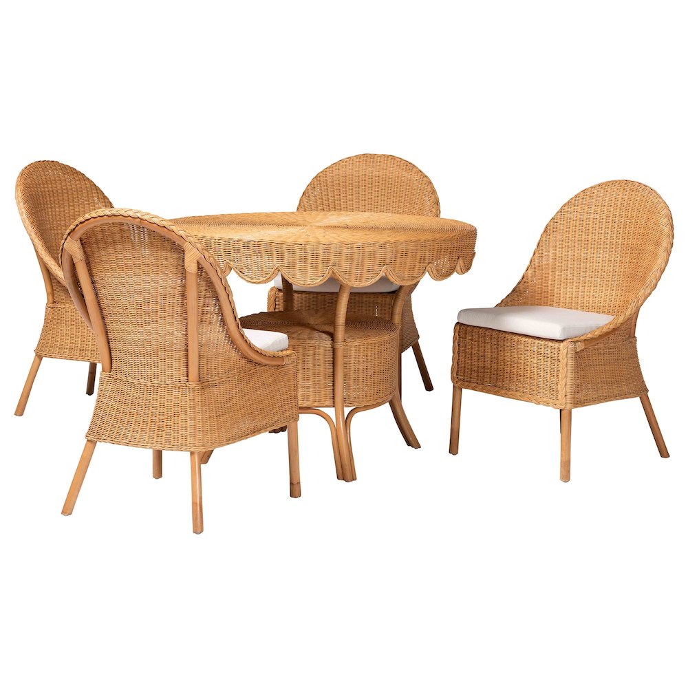 Tyrone 5-Piece Rattan Dining Set - Round Wicker Table