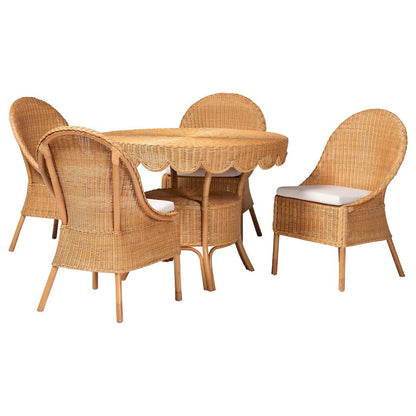 Tyrone 5-Piece Rattan Dining Set - Round Wicker Table