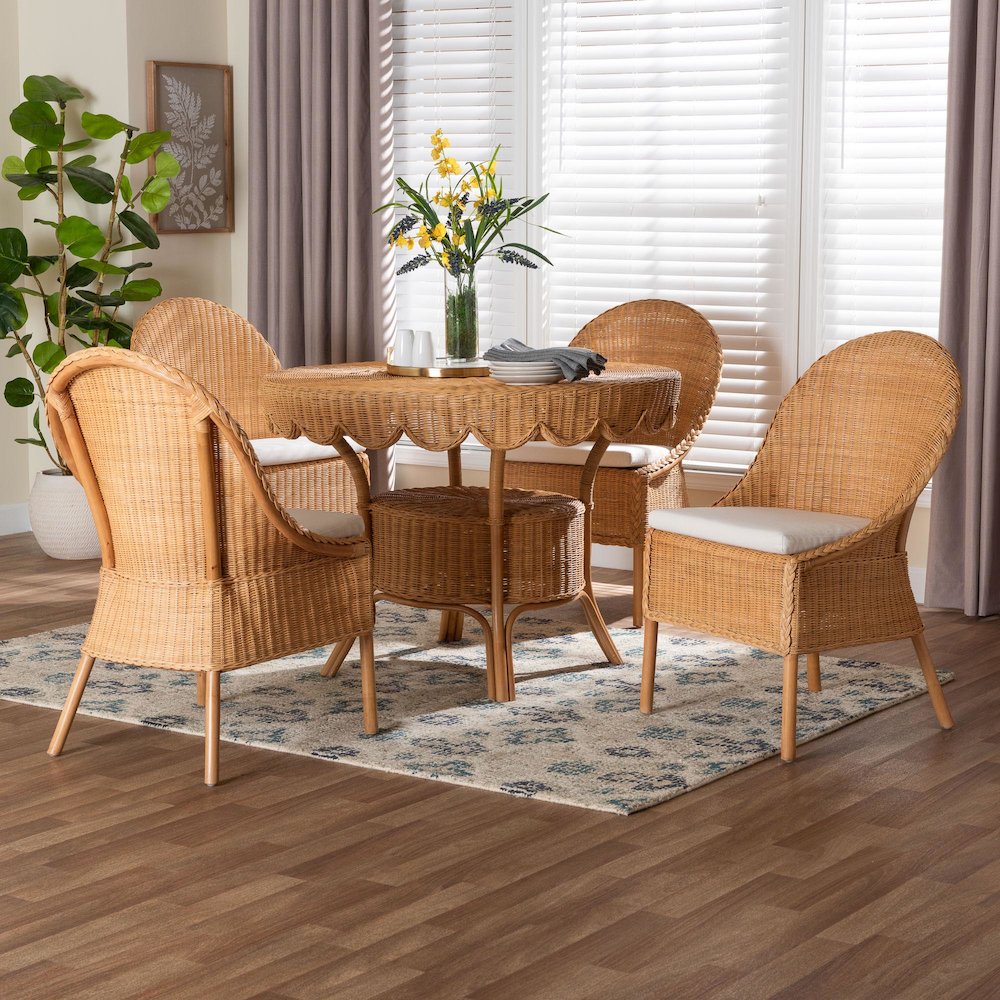 Tyrone 5-Piece Rattan Dining Set - Round Wicker Table