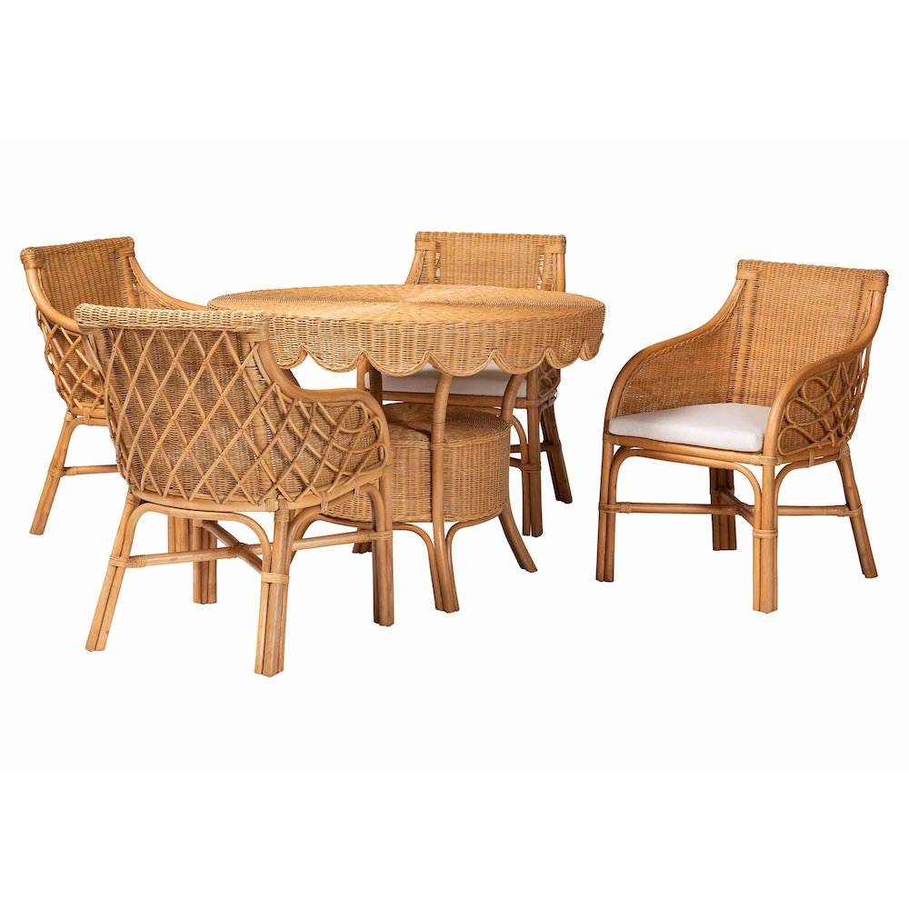 Tudor 5-Piece Rattan Dining Set - Round Wicker Table