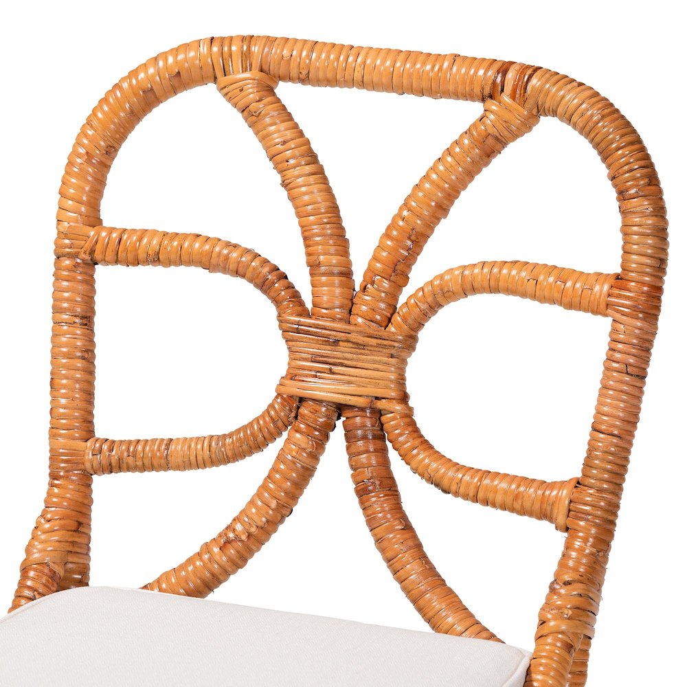 5-Piece Dining Set -Round Wicker Table, Scallop Edge, 4 Side Chairs, Light Honey