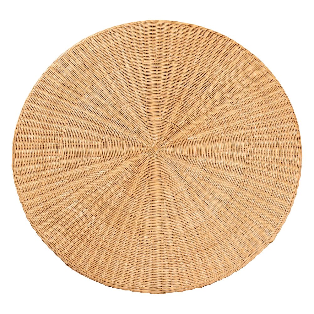 5-Piece Natural Rattan Dining Set, Round Table, 4 Curved Back Chairs