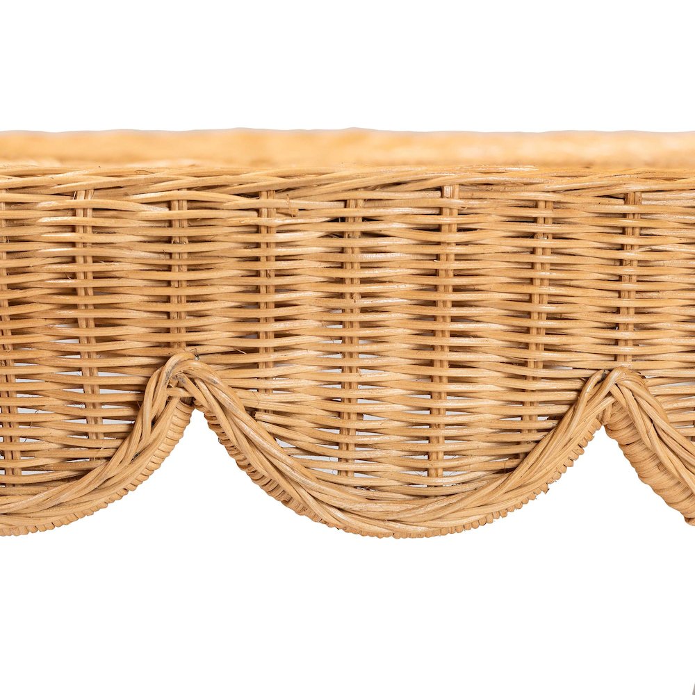 Abena Bohemian Scalloped Light Honey Rattan Dining Table