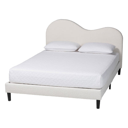 Dalton Boucle Upholstered Platform Bed - Soft Fabric Queen Size Bed Frame