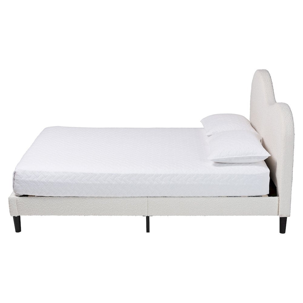Dalton Boucle Upholstered Platform Bed - Soft Fabric Queen Size Bed Frame