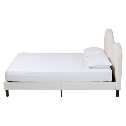 Dalton Boucle Upholstered Platform Bed - Soft Fabric Queen Size Bed Frame