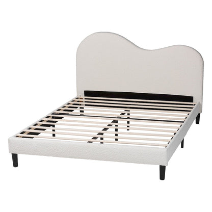 Dalton Boucle Upholstered Platform Bed - Soft Fabric Queen Size Bed Frame