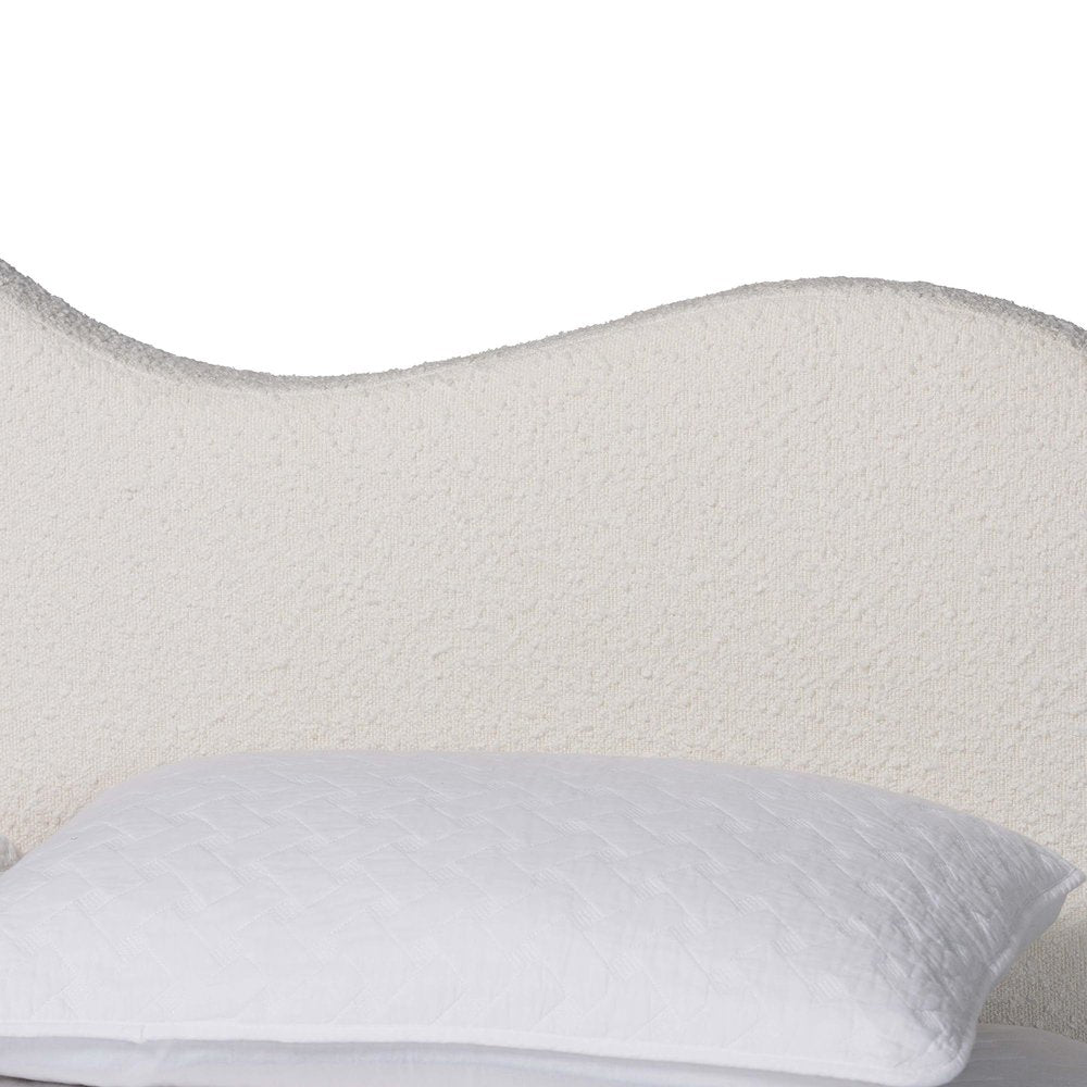 Dalton Boucle Upholstered Platform Bed - Soft Fabric Queen Size Bed Frame