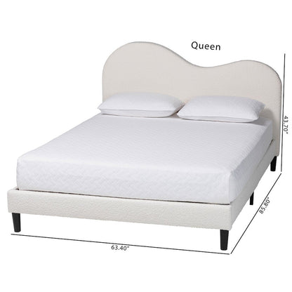 Dalton Boucle Upholstered Platform Bed - Soft Fabric Queen Size Bed Frame