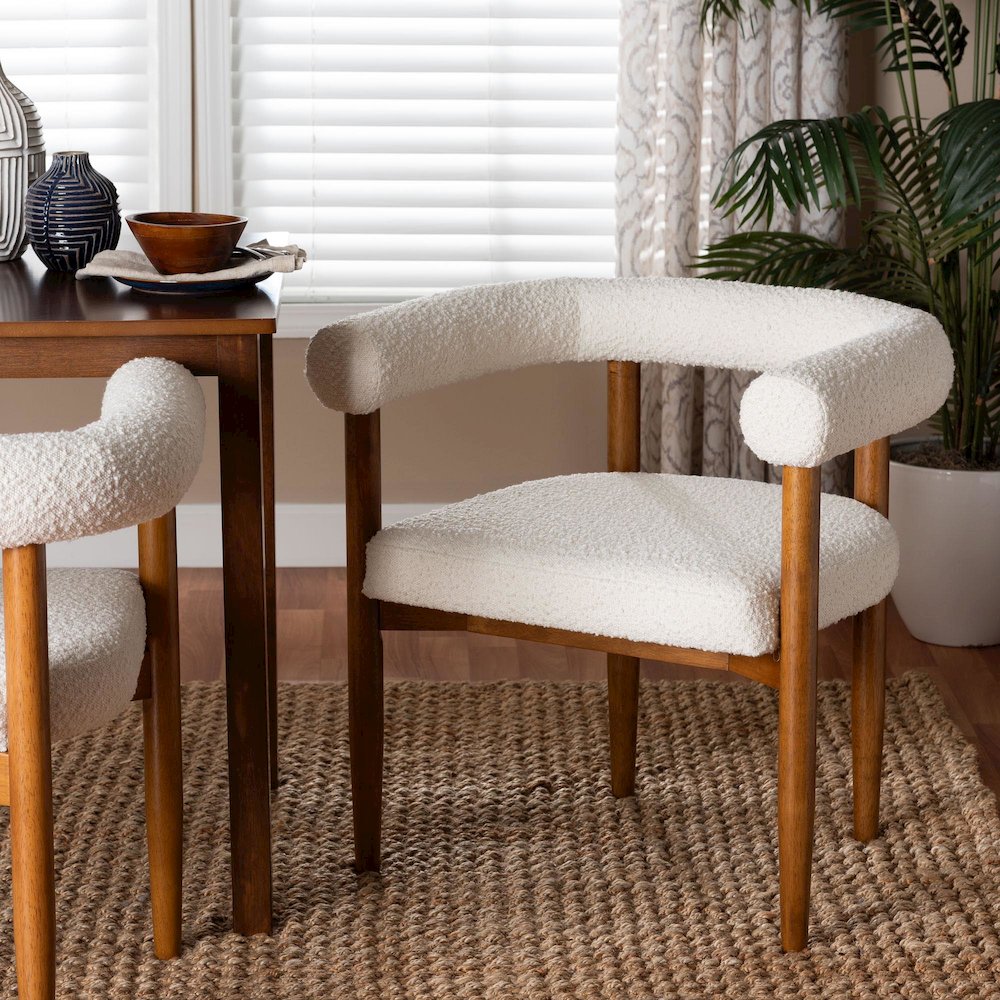Caia Boucle Dining Chair - Modern Upholstered Accent Armchair