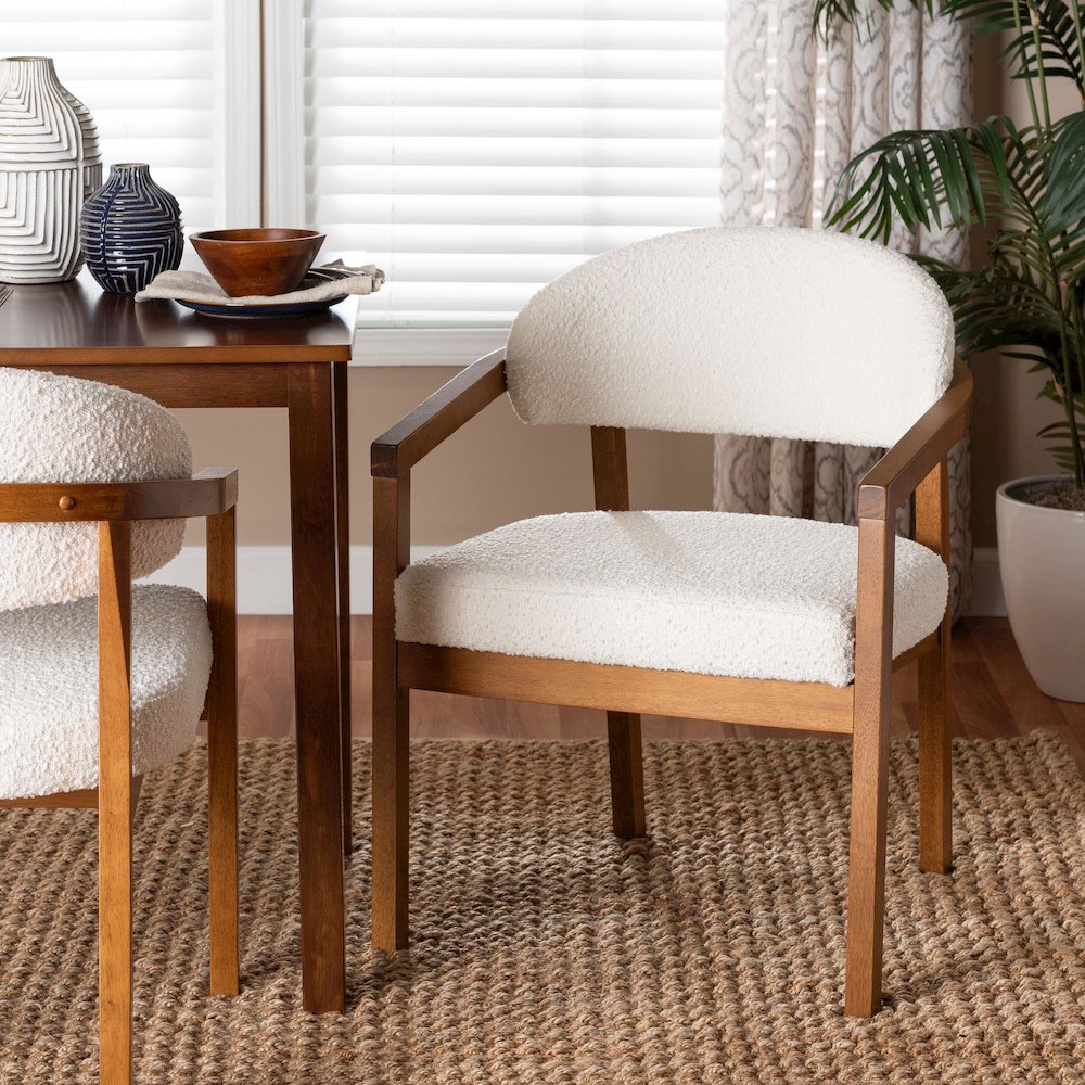 Biana Boucle Dining Chair - Modern Upholstered Accent Armchair