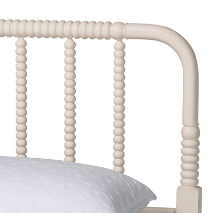 Braith Farmhouse Ivory Spindle Wood Queen Size Platform Bed