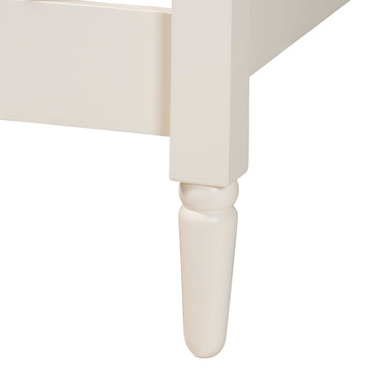 Braith Farmhouse Ivory Spindle Wood Queen Size Platform Bed