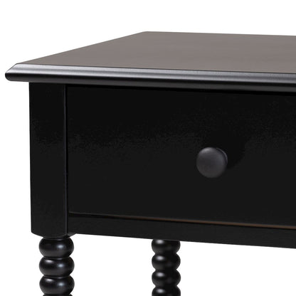 Braith Farmhouse Black Spindle Wood 1-Drawer Nightstand