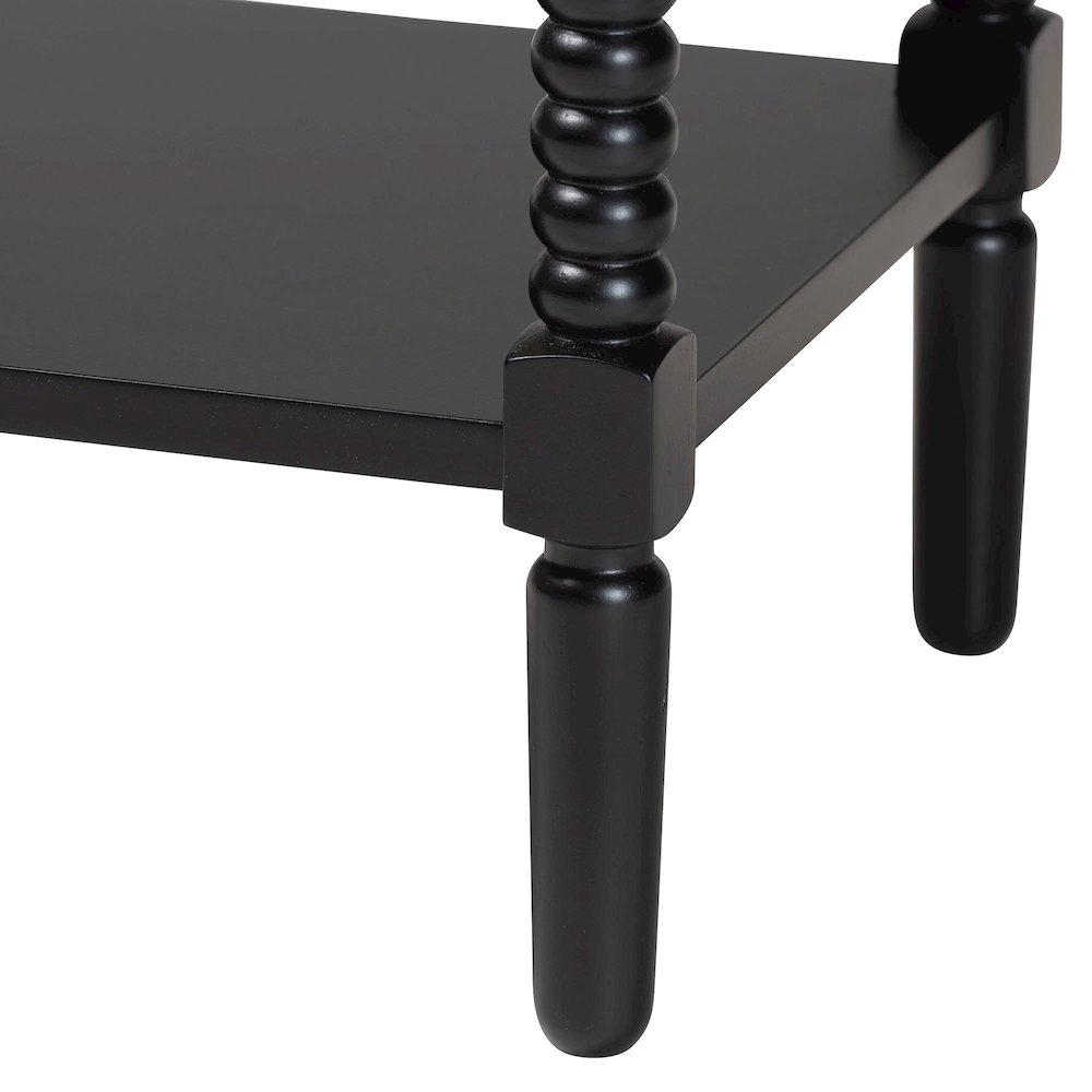 Braith Farmhouse Black Spindle Wood 1-Drawer Nightstand