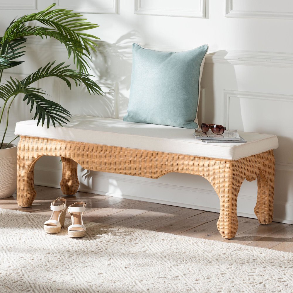 Abena Ming Style Natural Rattan Bench