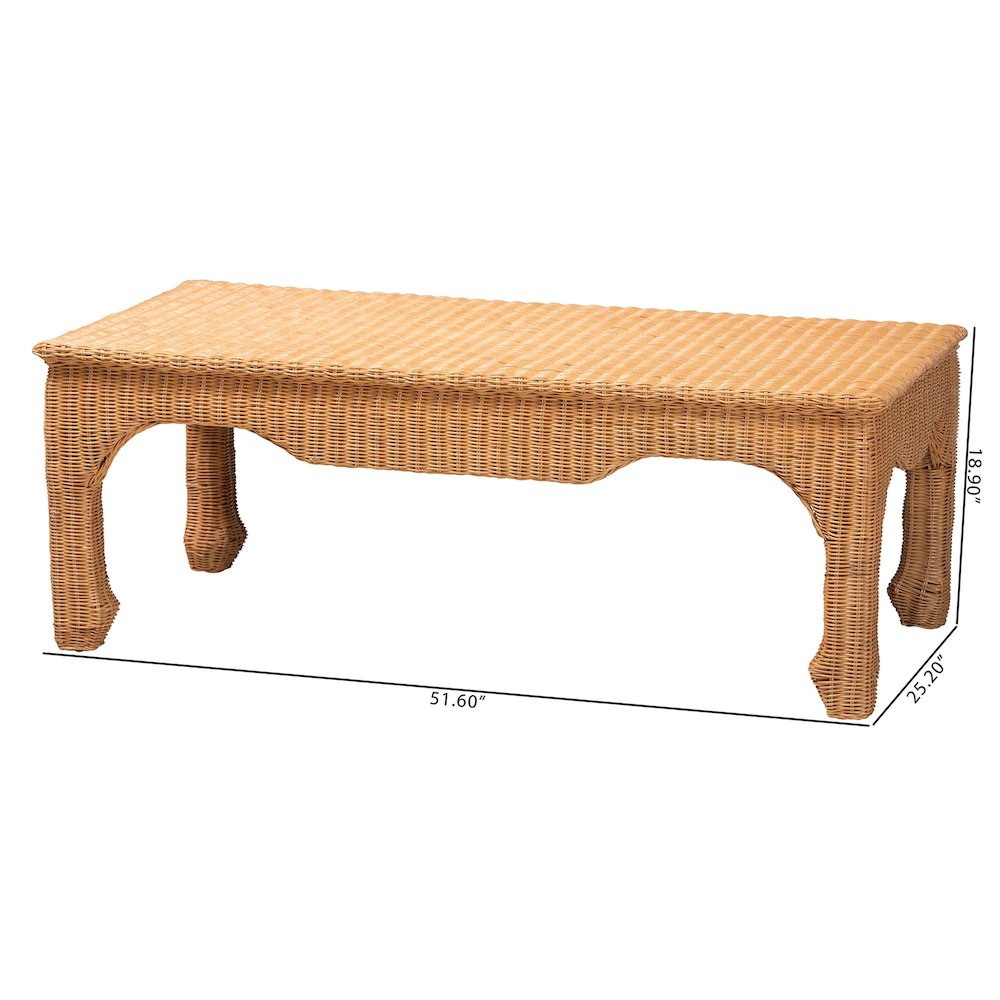 Abena Ming Style Natural Rattan Coffee Table