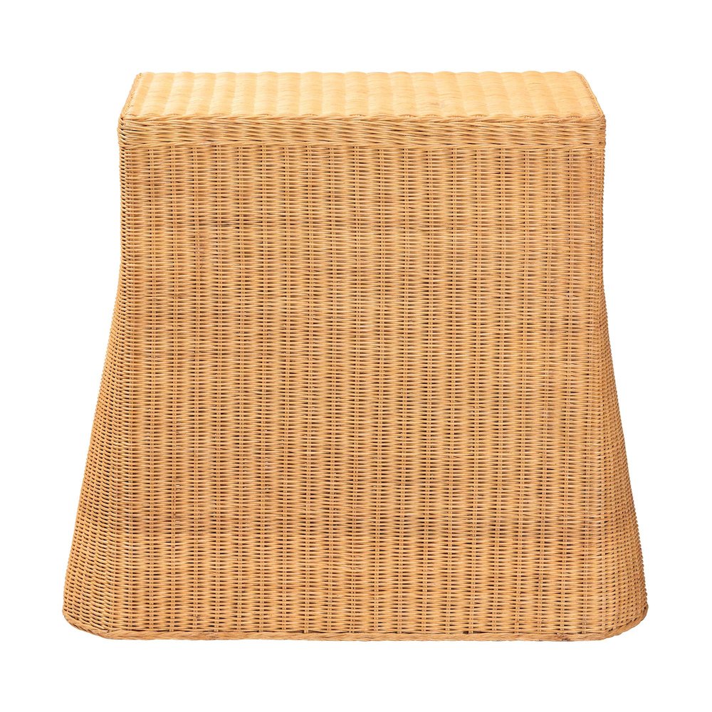Scalloped Natural Rattan Console Table with Drawer, Rectangle
