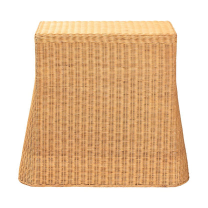 Scalloped Natural Rattan Console Table with Drawer, Rectangle
