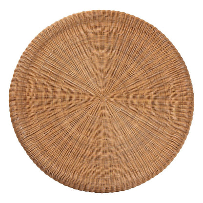 Natural Rattan Round Coffee Table with Scalloped Pedestal Base