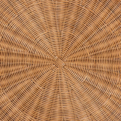 Natural Rattan Round Coffee Table with Scalloped Pedestal Base