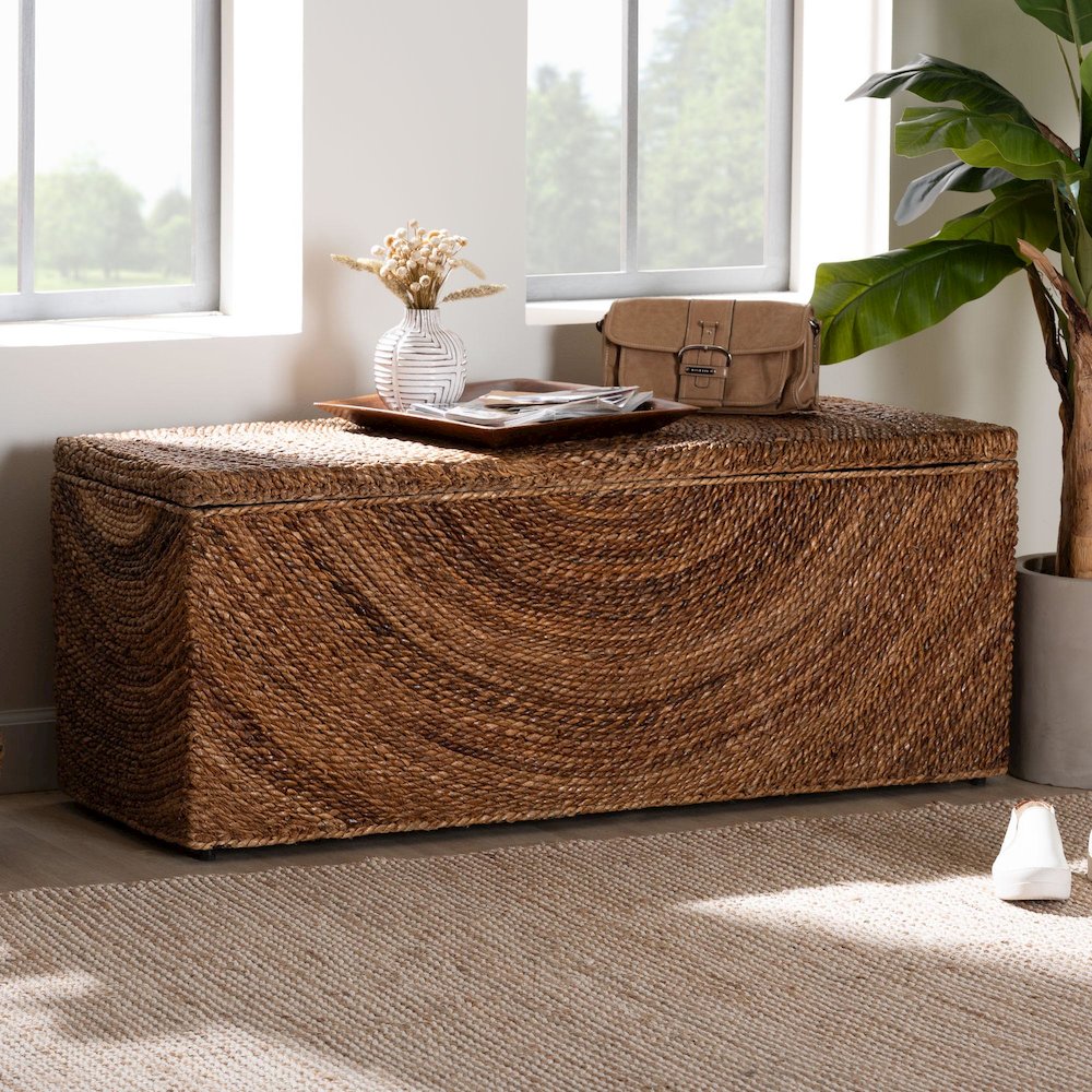 Verino Handwoven Seagrass Storage Bench