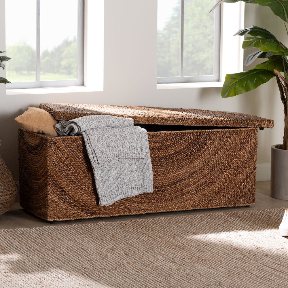 Verino Handwoven Seagrass Storage Bench