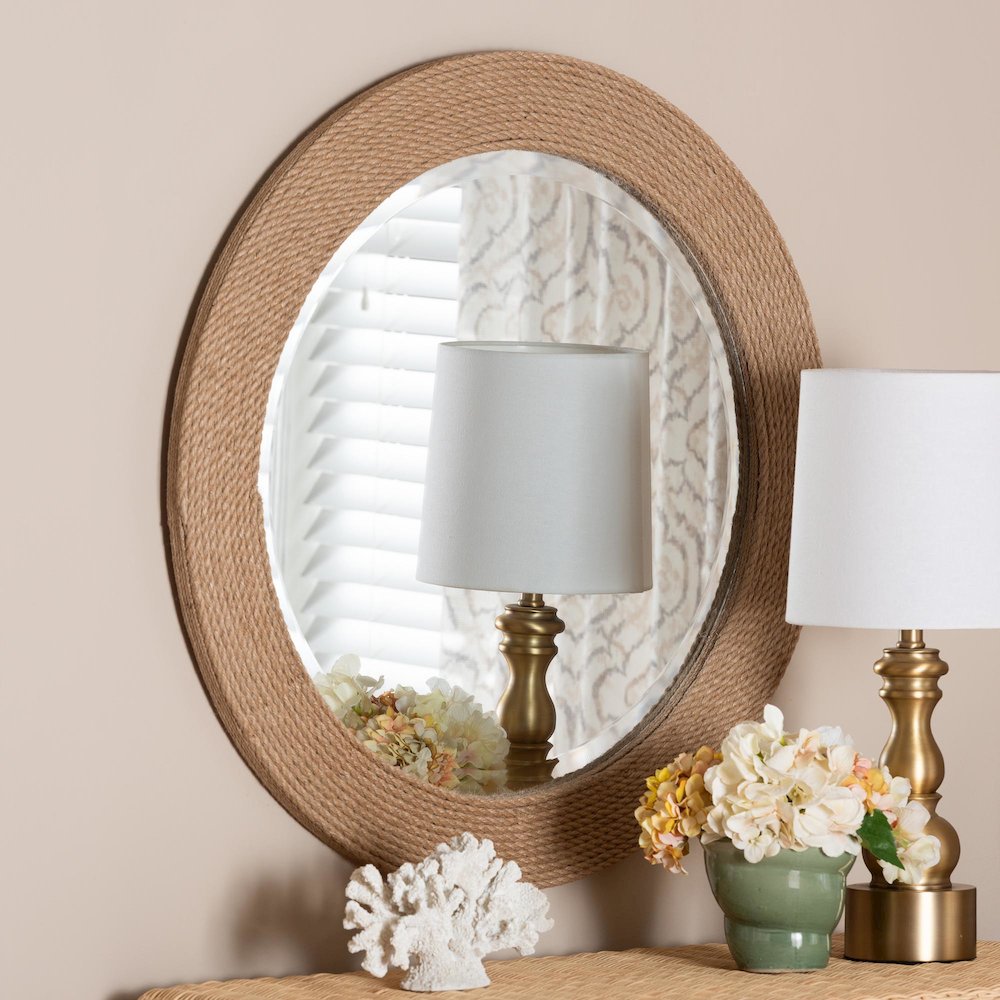 Nieva Round Woven Rope Mirror - Coastal Mirror