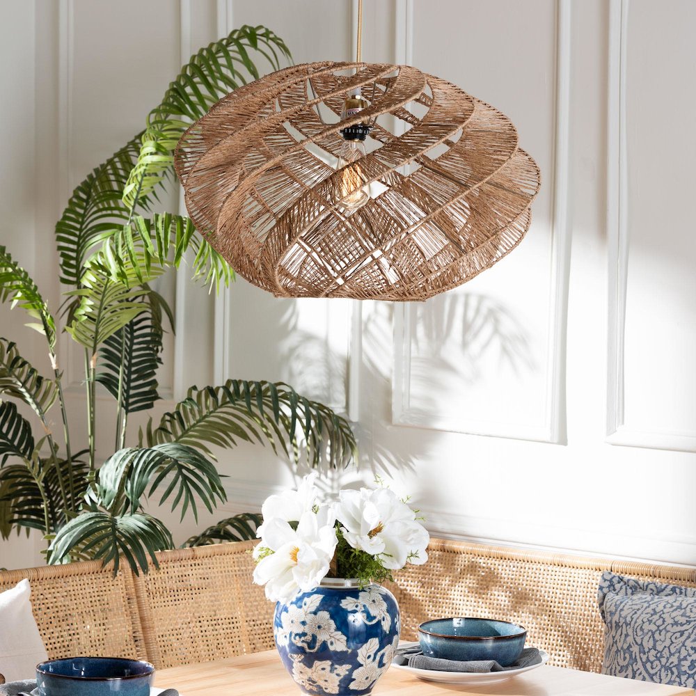 Enola Handwoven Jute Pendant Lampshade - Boho Chic Ceiling Light Cover
