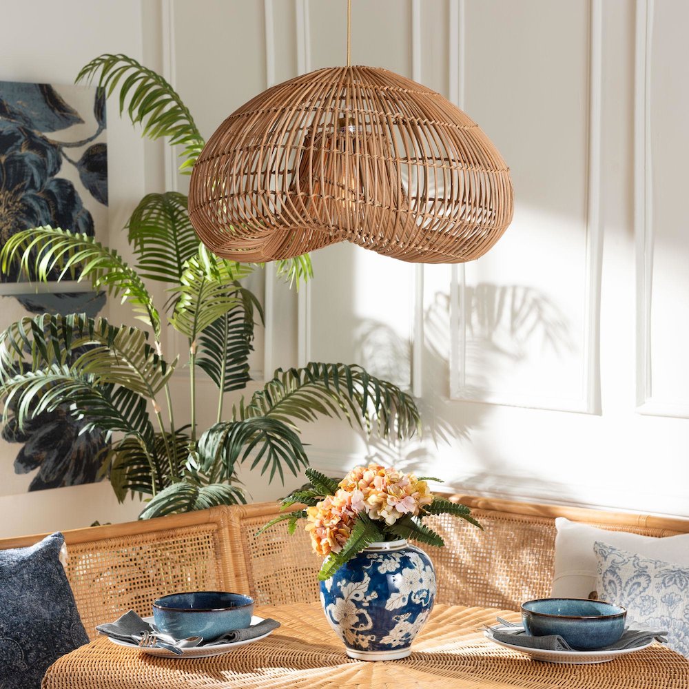 Hansa Natural Rattan Pendant Lampshade - Handcrafted