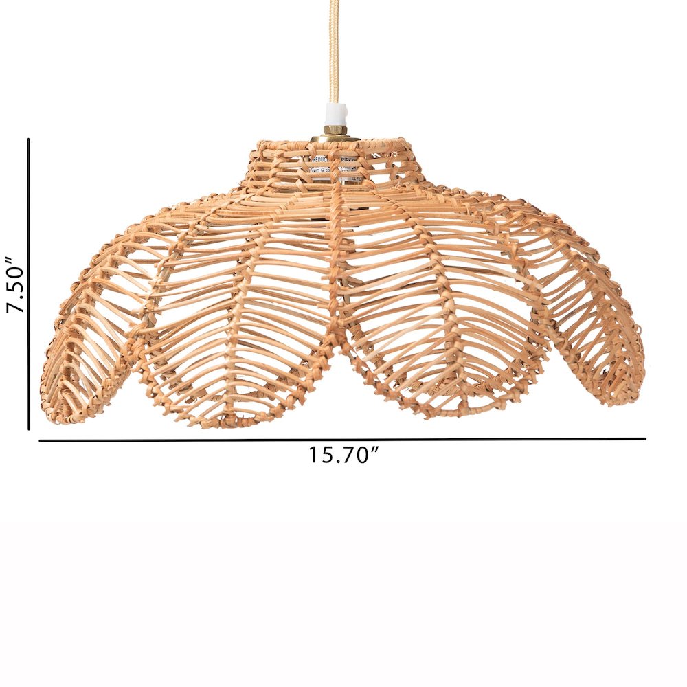 Neorah Natural Rattan Pendant Lampshade - Coastal Boho Ceiling Light Cover