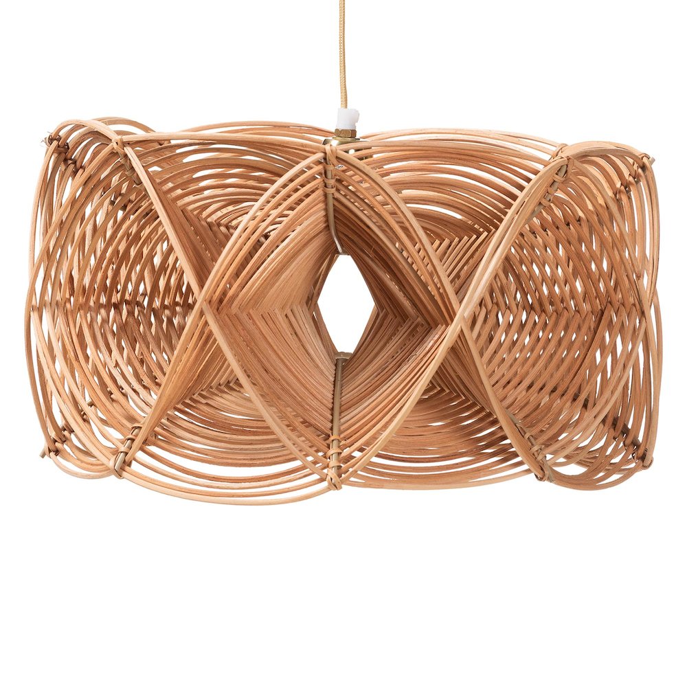 Jeneth Natural Rattan Pendant Lampshade - Coastal Boho Ceiling Light Cover